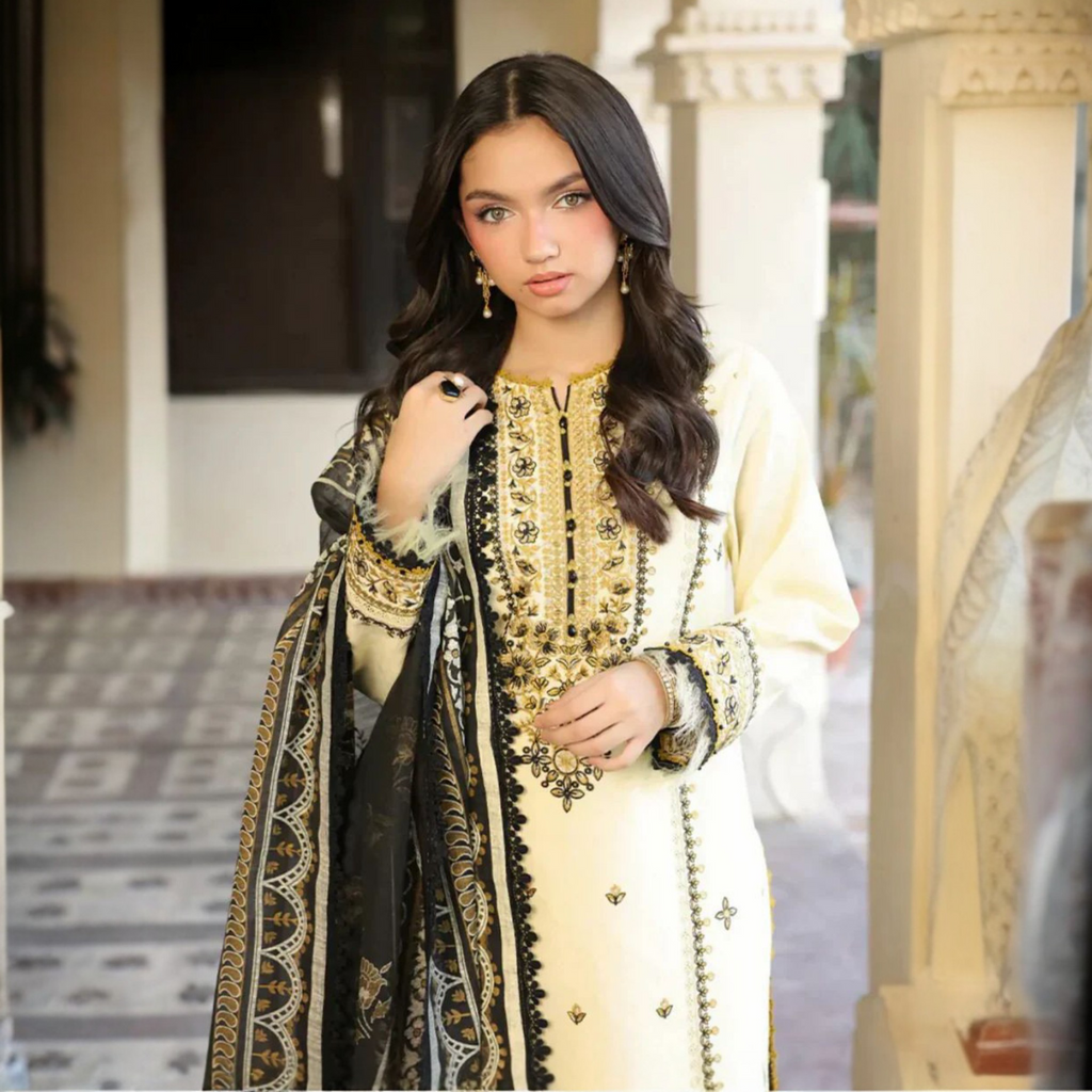 Asim Jofa Embroidered Airjet Lawn 3 Piece Suit with Monark Voil Dupatta