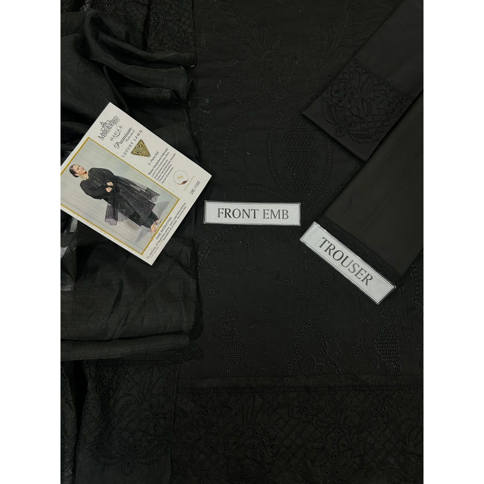 Maria B Embroidered Airjet Lawn 3 Piece Suit with Heavy Organza Dupatta