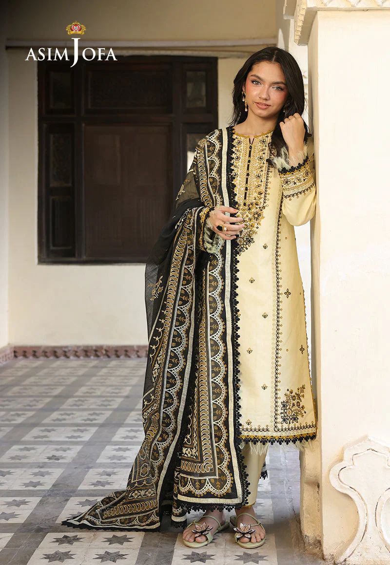 Asim Jofa Embroidered Airjet Lawn 3 Piece Suit with Monark Voil Dupatta