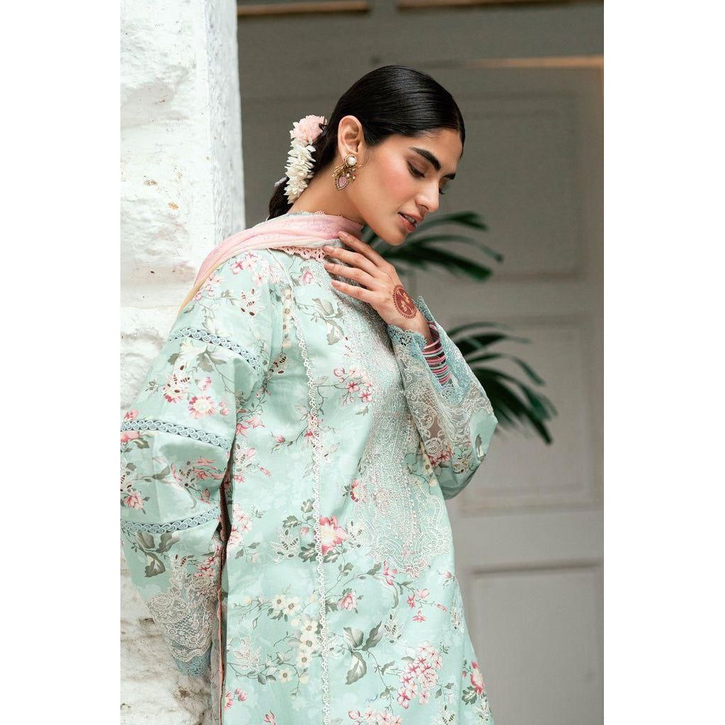 Luxury Printed Lawn 3 Piece Suit with Embroidery Patch & Digital Chiffon Dupatta
