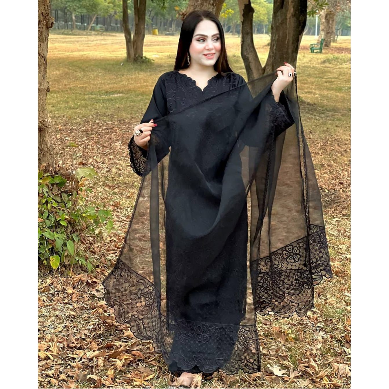 Maria B Embroidered Airjet Lawn 3 Piece Suit with Heavy Organza Dupatta